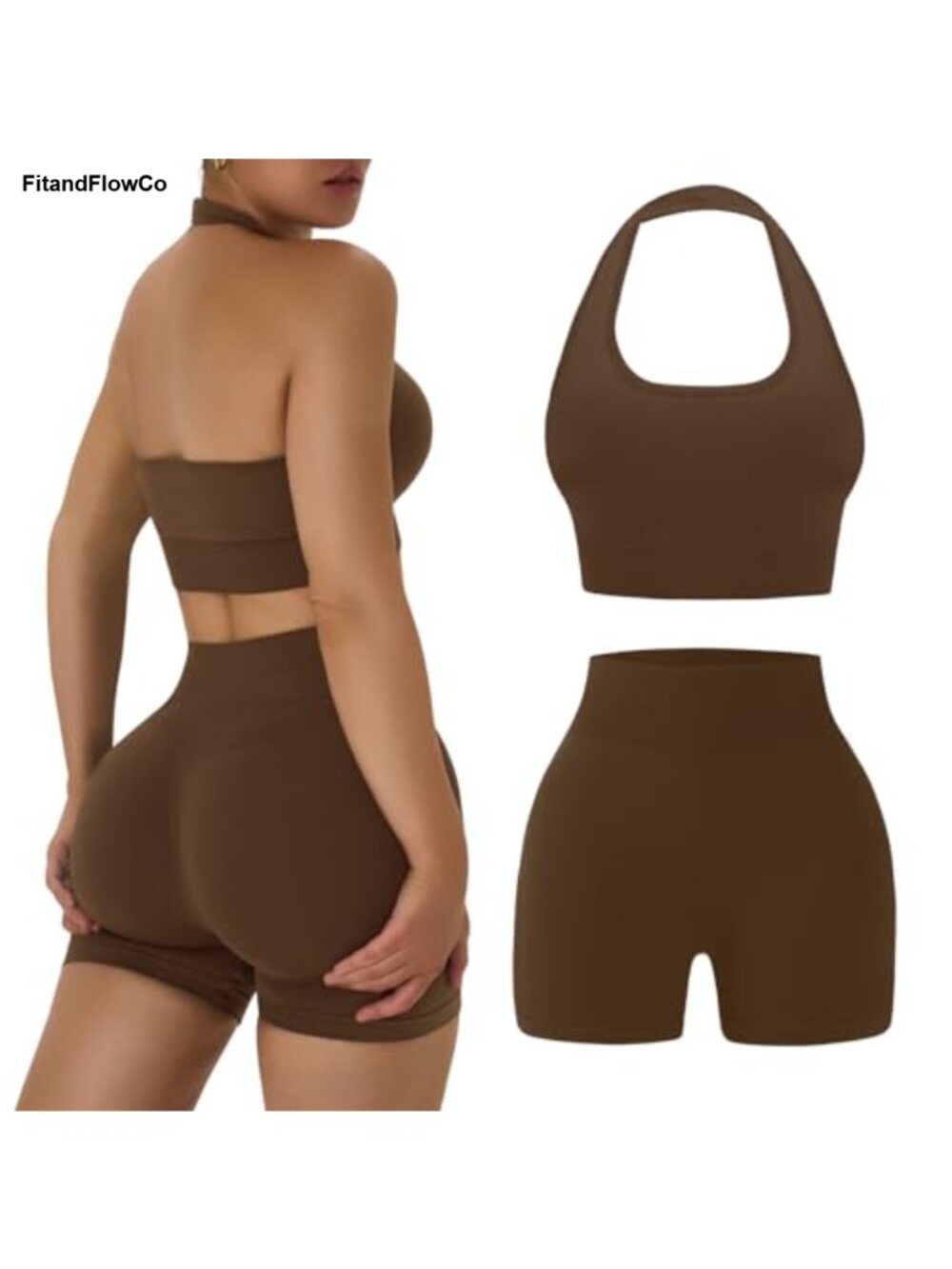 Halter Sports Bra & Scrunch Butt Shorts Set